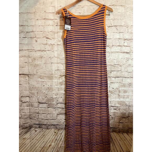 Hiho Maxi Dress Womens Small Purple & Orange Striped Full Length Stretch - Picture 14 of 16